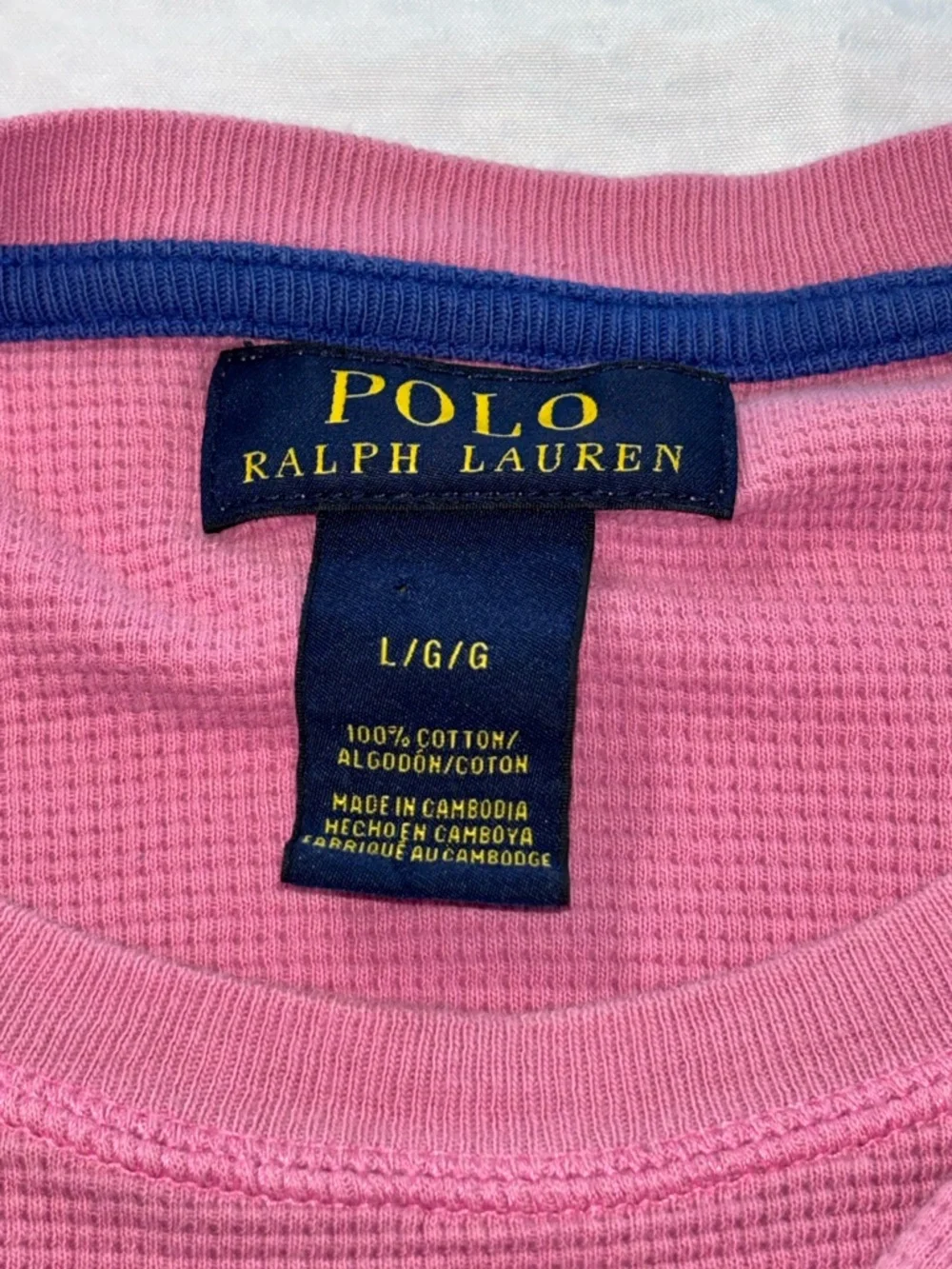 POLO RALPH LAUREN Pencil Eraser Pink Long Sleeve Cotton Waffle Shirt 50 Size L